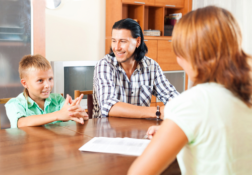 teacher with parent and child
