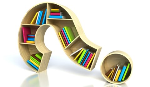 bookcase in shape of question mark